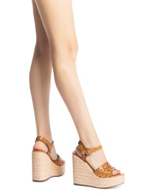 Women's Jasmine Flower Detail Espadrille Wedge Platform Sandals