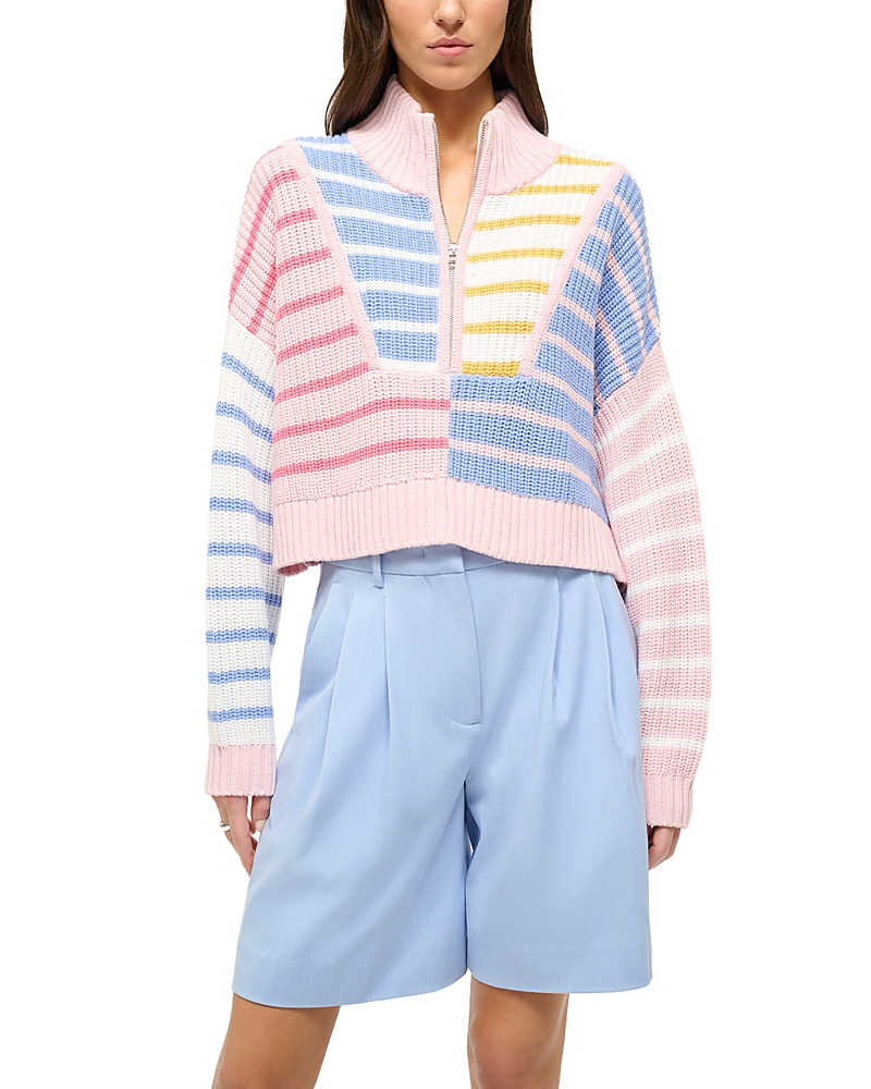 Staud Hamptom Stripe Half Zip Sweater In Sunset Stripe