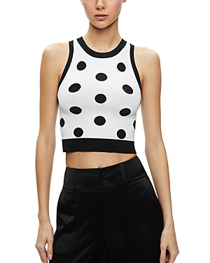 Shop Alice And Olivia Rydell Cropped Tank In Black Soft White