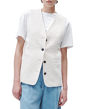 Rag & Bone Erin Striped Cotton And Linen-blend Twill Vest In Ivory