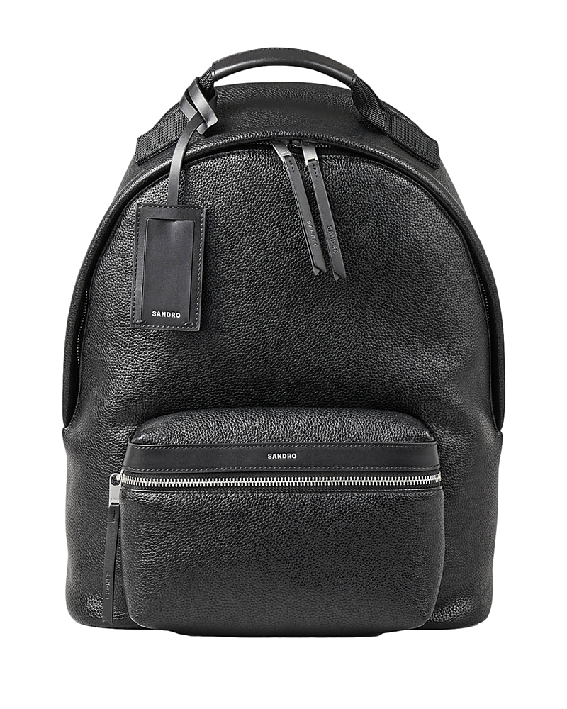 Sandro Coated Canvas Backpack In Black