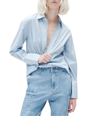 Rag & Bone Maxine Striped Cotton-poplin Shirt In Cool Bluster