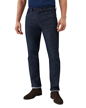 Shop Mack Weldon Silver Denim Classic Straight Slim Leg Jeans In Dark Indigo
