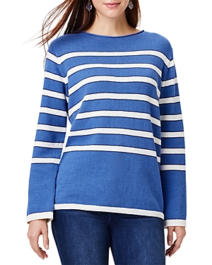 Shop Nic + Zoe Nic+zoe Skyline Crewneck Sweater In Blue Multi