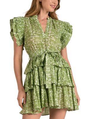 Elan Cotton Tiered Floral Dress