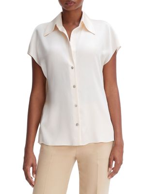 Silk Cap Sleeve Ruched Back Shirt 