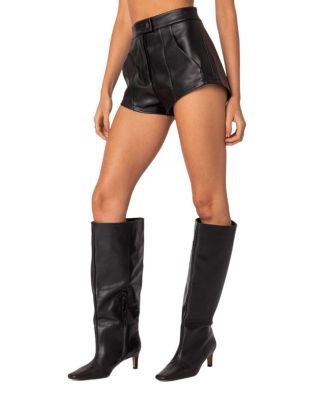 Edikted Ramona High Rise Faux Leather Micro Shorts