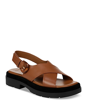Shop Vince Women's Helena Leather Flat Sandals In Sequoia Brown Leather