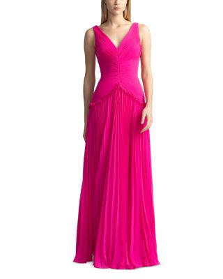 Zac Posen - Pleated V Neck Gown