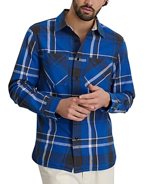 Alex Mill Printed Long Sleeve Button Front Chore Shirt In Blue/black