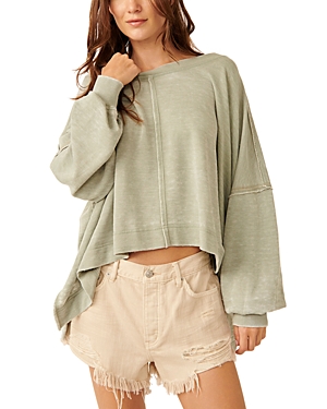 Shop Free People Daisy Sweatshirt In Washed Army