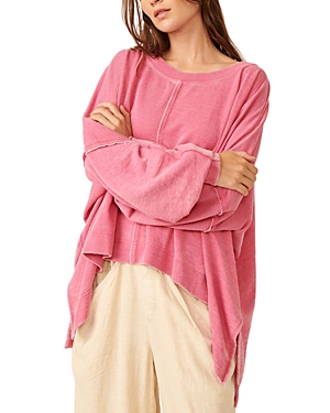 Free People Daisy Oversize Cotton Blend Sweatshirt In Dragon Fruit
