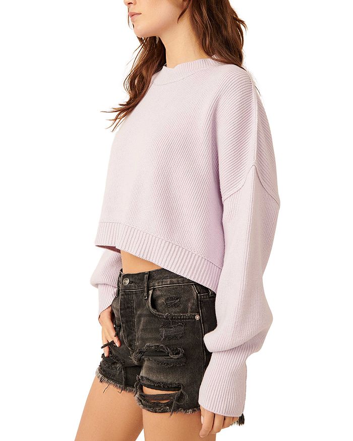 Shop Free People Easy Street Crop Pullover In Frost Lavender