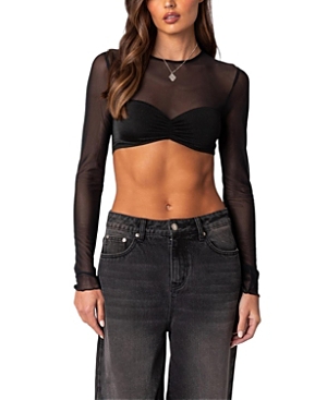 EDIKTED NIGHT OUT SHEER CROP TOP