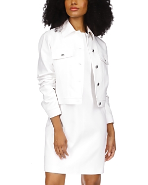 Michael Kors Cropped Button Up Jacket In White