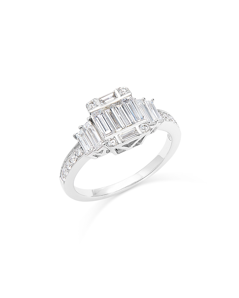 Bloomingdale's Fine Collection Diamond Baguette Cluster Ring in 14K White Gold, 0.95 tcw