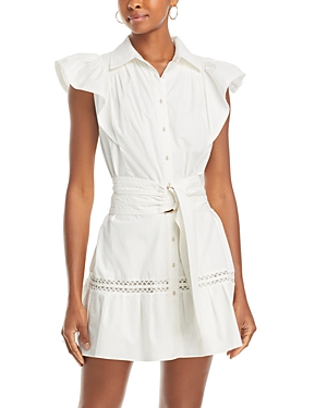 Shop Ramy Brook Marceline Cotton Belted Shirt Dress In White