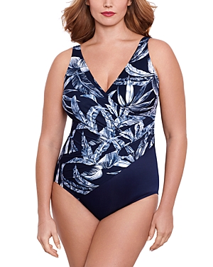 Shop Miraclesuit Tropica Tolie Oceanus One Piece Swimsuit In Midnight Blue