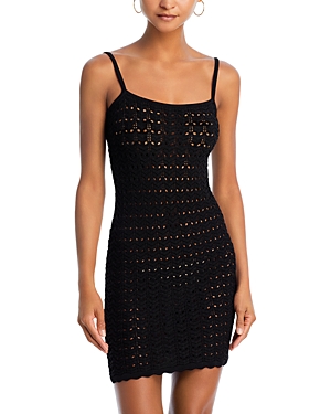 Shop Aqua X Liat Baruch Sleeveless Crochet Mini Dress - 100% Exclusive In Black