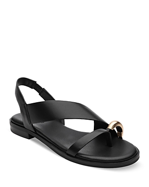 Sanctuary Rumble Womens Leather Slip On Heel Sandals In Black