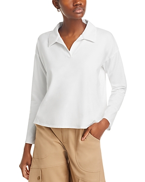 Shop Eileen Fisher Cotton Stretch Boxy Henley Top In White