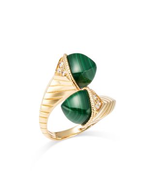 Bloomingdale's Fine Collection - Malachite & Diamond Bypass Ring in 14K Yellow Gold