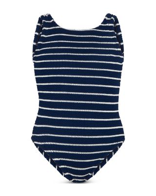 Hunza G - Girls' Striped One Piece Swimsuit - Big Kid