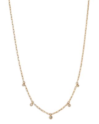 Bloomingdale's Fine Collection Diamond Bezel Dangle Collar Necklace in 14K Yellow Gold, 0.25 ct. t. w.