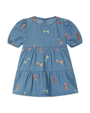 Shop Stella Mccartney Girls' Cotton Denim Bows Dress - Baby In Blue