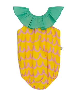 Shop Stella Mccartney Girls' Cotton Pineapple Romper - Baby In Yellow