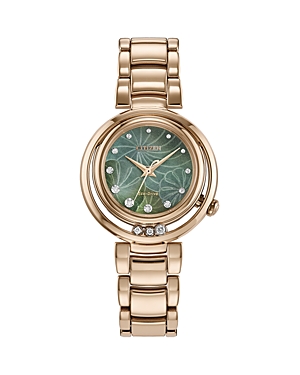 Shop Citizen Classic Arcly Watch, 29.8mm In Green/gold