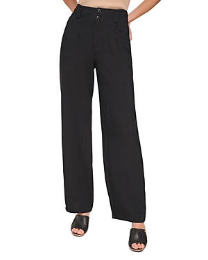 Shop Dkny Textured High Rise Pants In Black