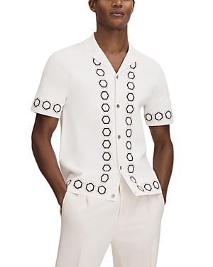 Shop Reiss Decoy Cuban Short Sleeve Camp Shirt In White