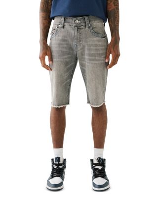 True Religion - Rocco Flap Frayed Hem Denim Shorts in Moscow Mule Grey Wash