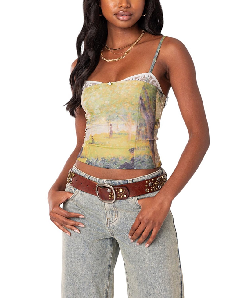 Shop Edikted Picture Perfect Lace Bra Top In Green