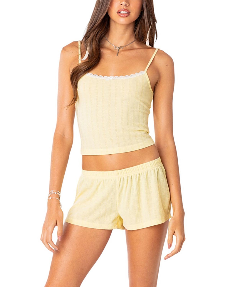 Edikted Irene Pointelle Camisole In Yellow