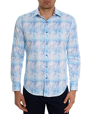 Robert Graham Dreamweaver Classic Fit Print Cotton Button-up Shirt In Teal