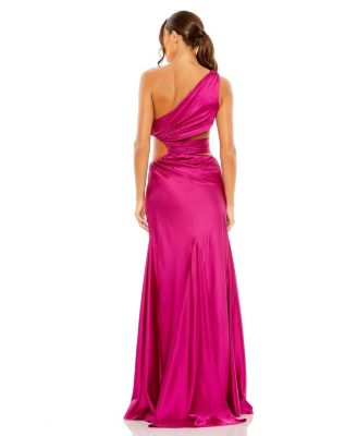 Cut Out One Shoulder Satin Gown