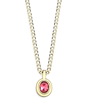 Shop Aqua Oval Bezel Pendant Necklace, 16 - 100% Exclusive In Pink/gold