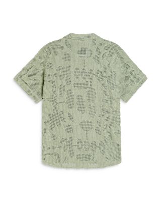 Galbanum Cuba Cotton Blend Crochet Camp Shirt