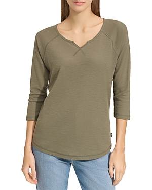 Shop Marc New York Waffle Knit Top In Olive