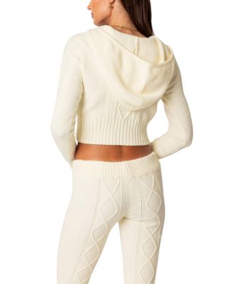  Ray Cable Knit Hooded Cardigan