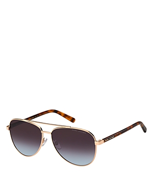 Shop Marc Jacobs Aviator Sunglasses, 60mm In Gold/brown Gradient