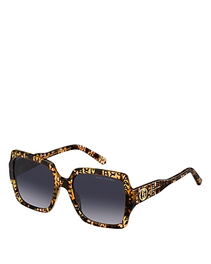 Shop Marc Jacobs Square Sunglasses, 55mm In Havana/gray Gradient