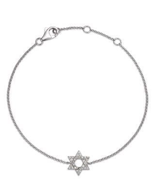 Diamond Star of David Chain Bracelet in 14K Gold, 0.14 tcw