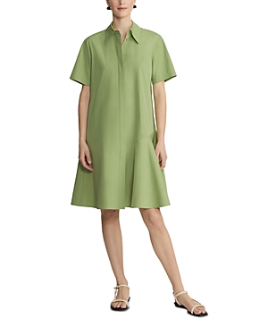 Shop Lafayette 148 Cotton Trapeze Shirt Dress In Eucalyptus