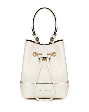Shop Strathberry Lana Osette Leather Bucket Bag In Vanilla/gold
