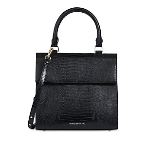 Shop Modern Picnic The Faux Lizard Embossed Luncher In Black