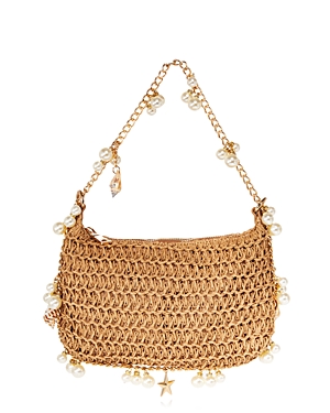 Shop Aqua Seashell Raffia Shoulder Bag - 100% Exclusive In Natural