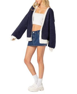 Contrast Chunky Knit Cardigan